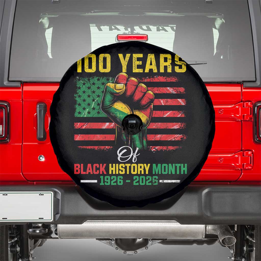 100 Years Of Black History Month Spare Tire Cover Hand Fist African American Milestone American Flag