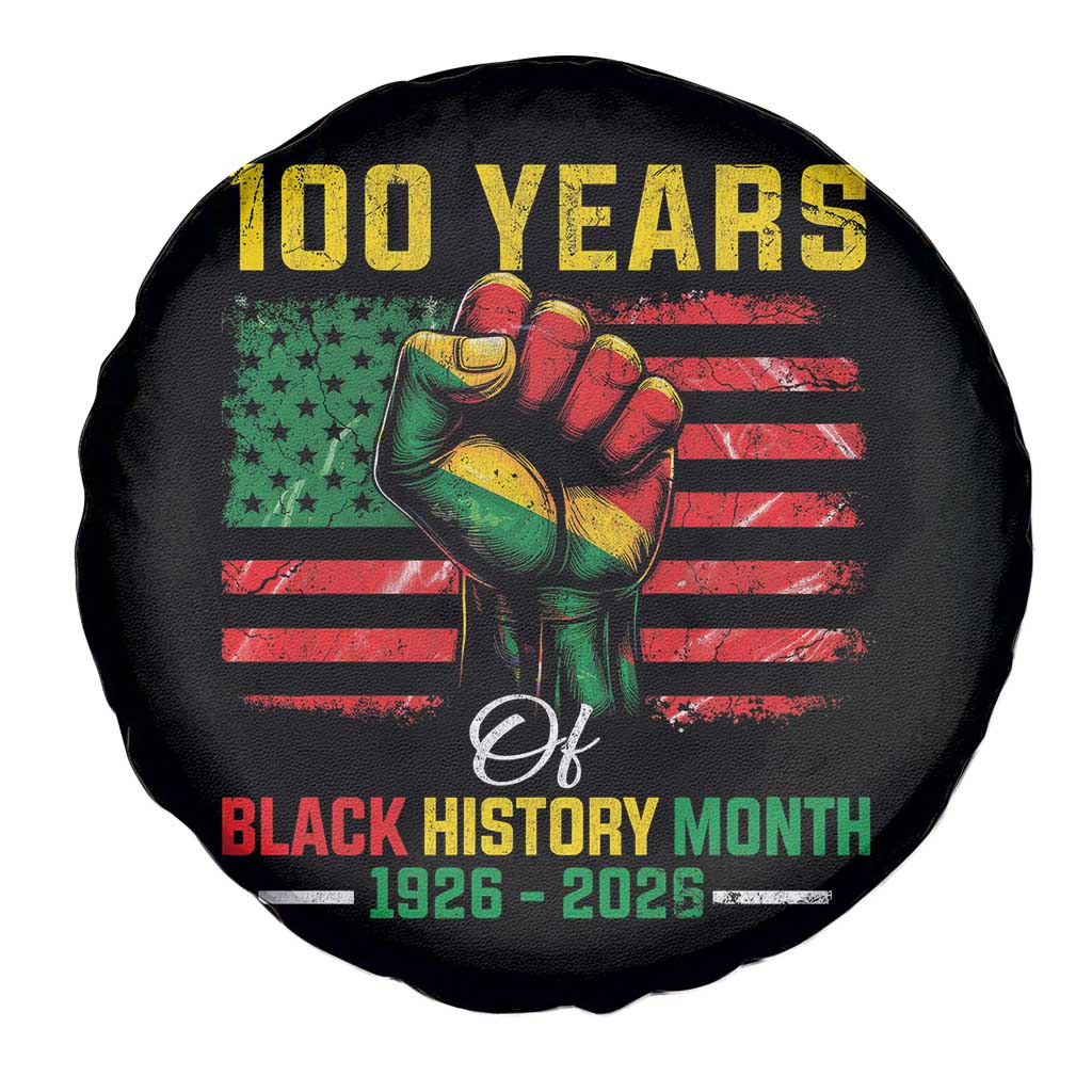 100 Years Of Black History Month Spare Tire Cover Hand Fist African American Milestone American Flag