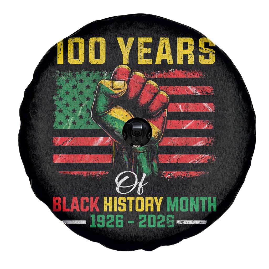 100 Years Of Black History Month Spare Tire Cover Hand Fist African American Milestone American Flag