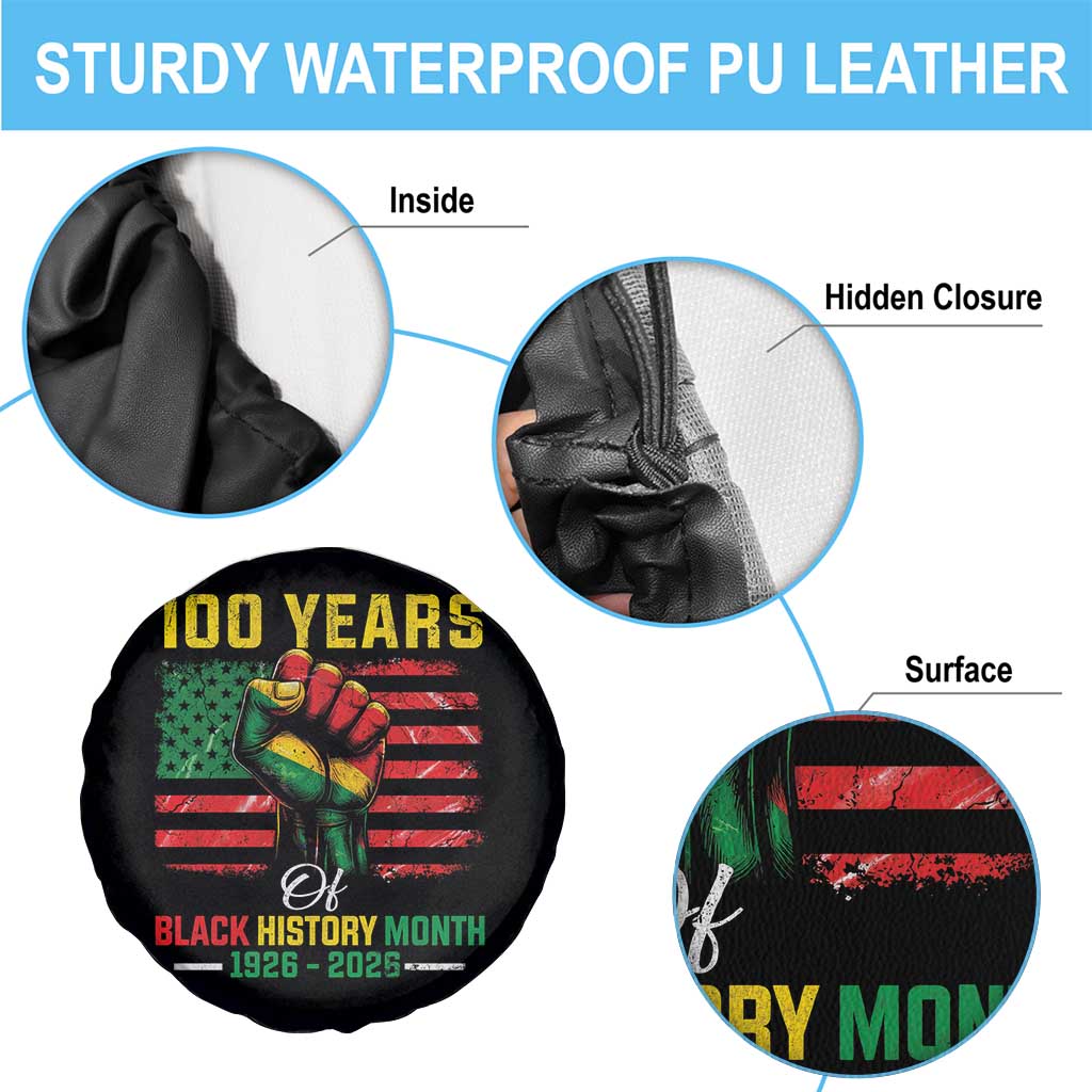 100 Years Of Black History Month Spare Tire Cover Hand Fist African American Milestone American Flag