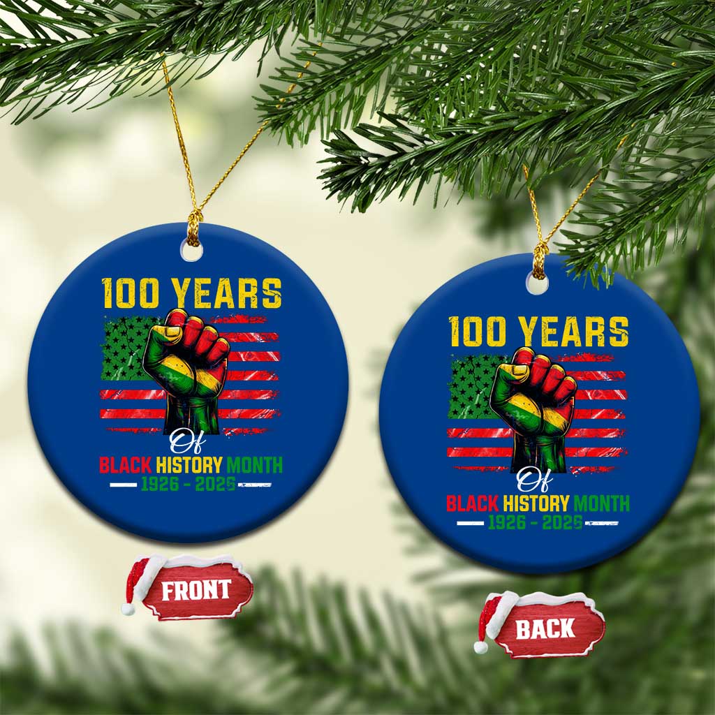 100 Years Of Black History Month Ceramic Ornament Hand Fist African American Milestone American Flag