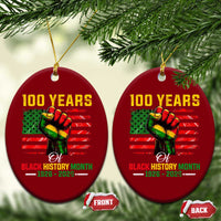 100 Years Of Black History Month Ceramic Ornament Hand Fist African American Milestone American Flag