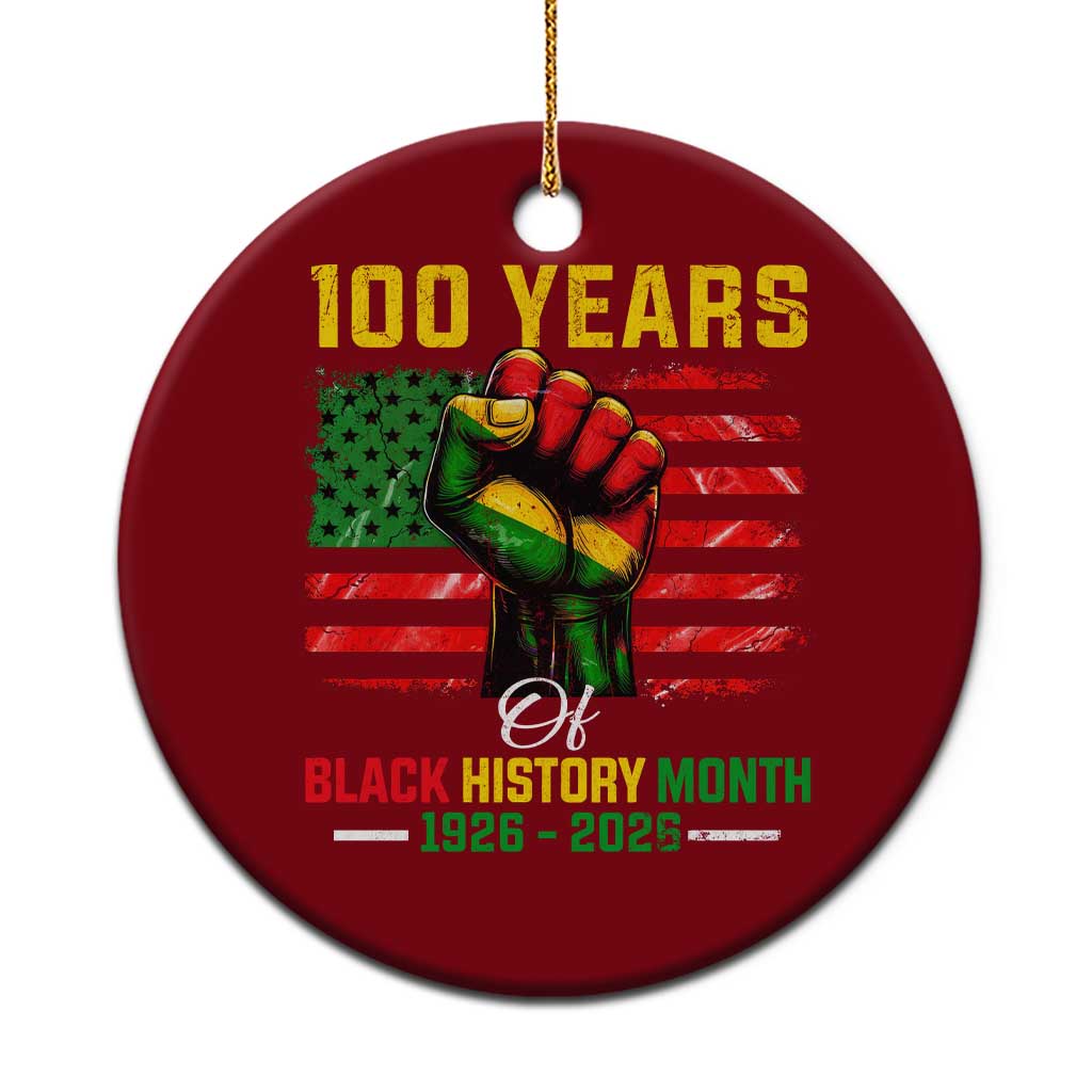 100 Years Of Black History Month Ceramic Ornament Hand Fist African American Milestone American Flag