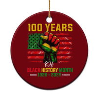 100 Years Of Black History Month Ceramic Ornament Hand Fist African American Milestone American Flag