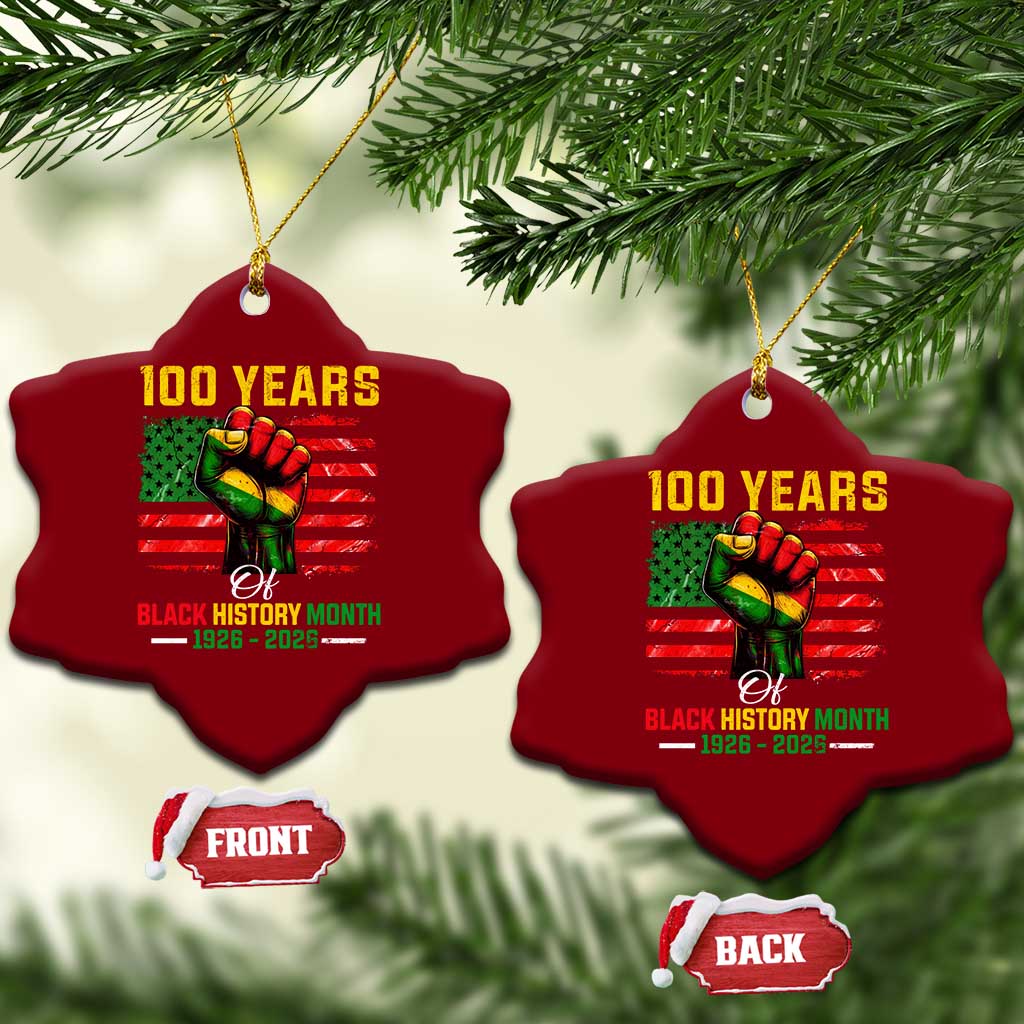 100 Years Of Black History Month Ceramic Ornament Hand Fist African American Milestone American Flag