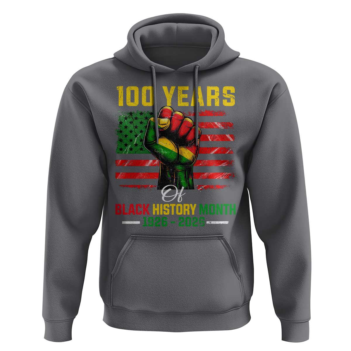 100 Years Of Black History Month Hoodie Hand Fist African American Milestone American Flag