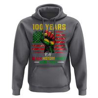 100 Years Of Black History Month Hoodie Hand Fist African American Milestone American Flag