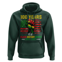 100 Years Of Black History Month Hoodie Hand Fist African American Milestone American Flag