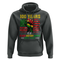 100 Years Of Black History Month Hoodie Hand Fist African American Milestone American Flag
