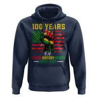 100 Years Of Black History Month Hoodie Hand Fist African American Milestone American Flag