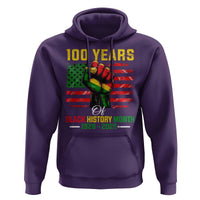 100 Years Of Black History Month Hoodie Hand Fist African American Milestone American Flag