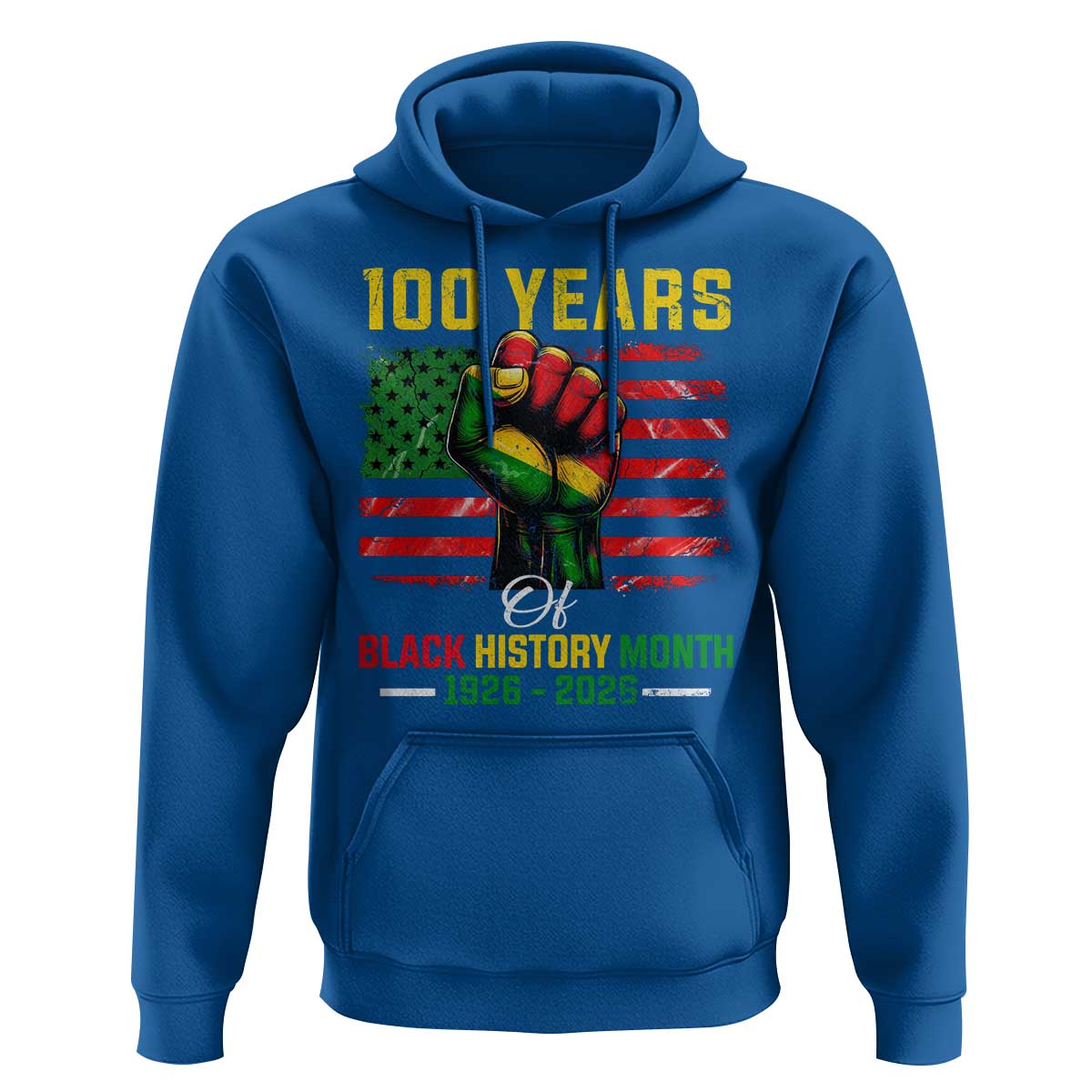 100 Years Of Black History Month Hoodie Hand Fist African American Milestone American Flag