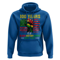 100 Years Of Black History Month Hoodie Hand Fist African American Milestone American Flag