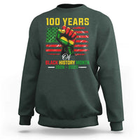 100 Years Of Black History Month Sweatshirt Hand Fist African American Milestone American Flag