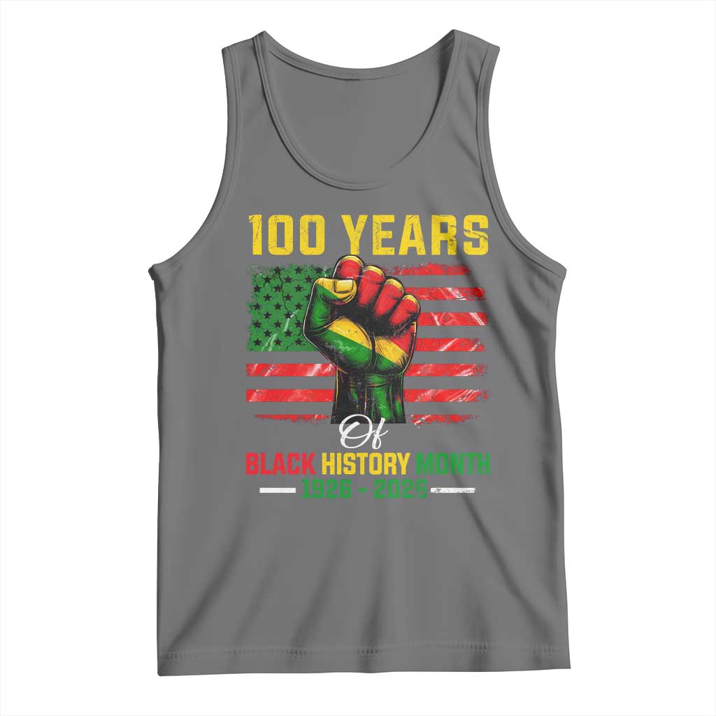100 Years Of Black History Month Tank Top Hand Fist African American Milestone American Flag