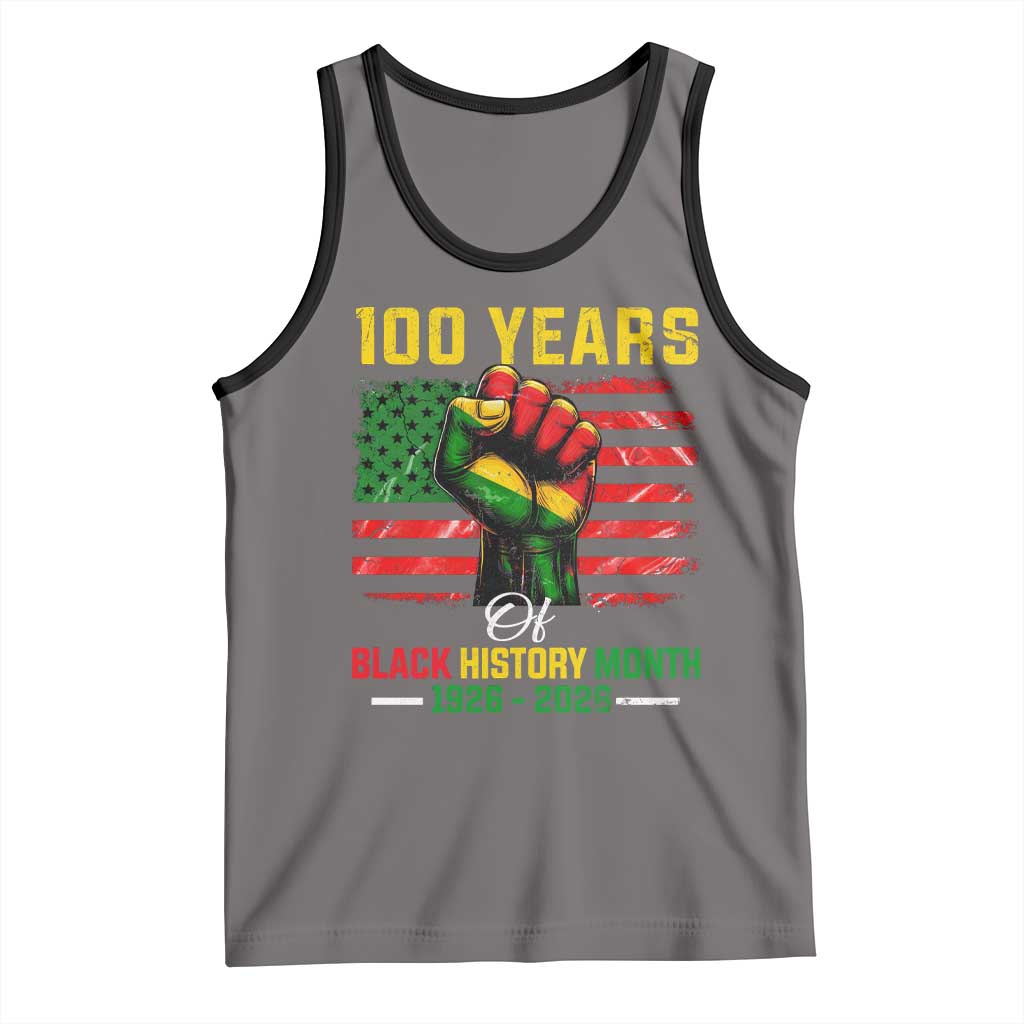 100 Years Of Black History Month Tank Top Hand Fist African American Milestone American Flag
