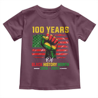 100 Years Of Black History Month Toddler T Shirt Hand Fist African American Milestone American Flag