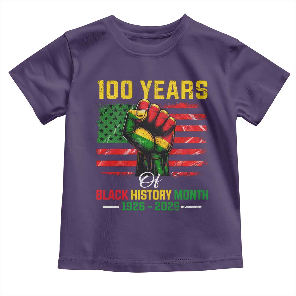 100 Years Of Black History Month Toddler T Shirt Hand Fist African American Milestone American Flag
