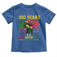 100 Years Of Black History Month Toddler T Shirt Hand Fist African American Milestone American Flag