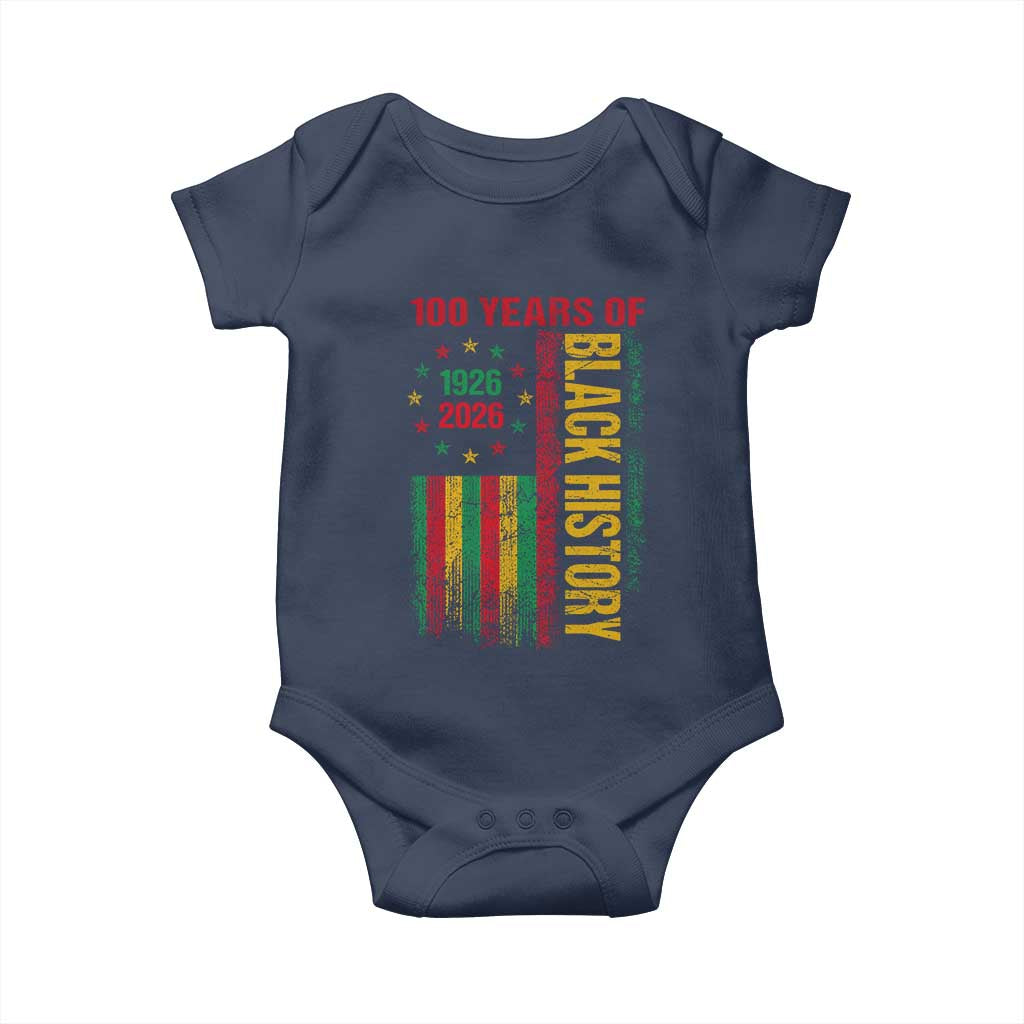 100 Years Of Black History Baby Onesie Centennial Milestone Vintage African American Flag