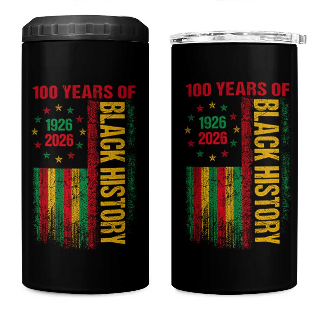 100 Years Of Black History 4 in 1 Can Cooler Tumbler Centennial Milestone Vintage African American Flag