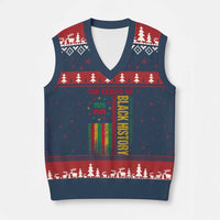 100 Years Of Black History V-Neck Knit Sweater Vest Centennial Milestone Vintage African American Flag