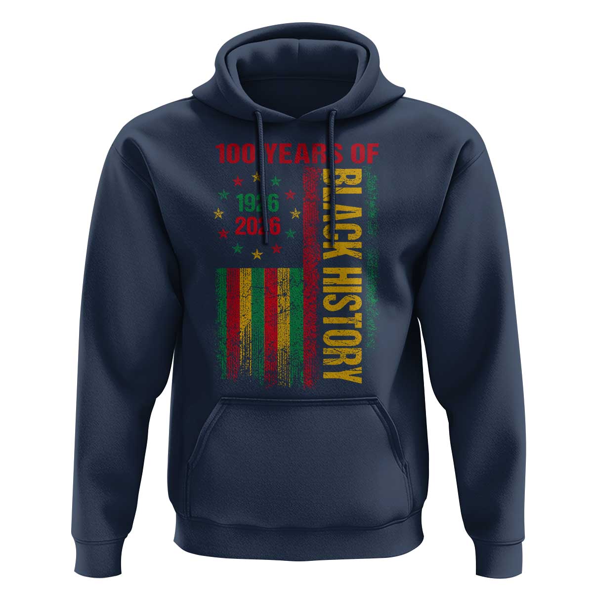 100 Years Of Black History Hoodie Centennial Milestone Vintage African American Flag