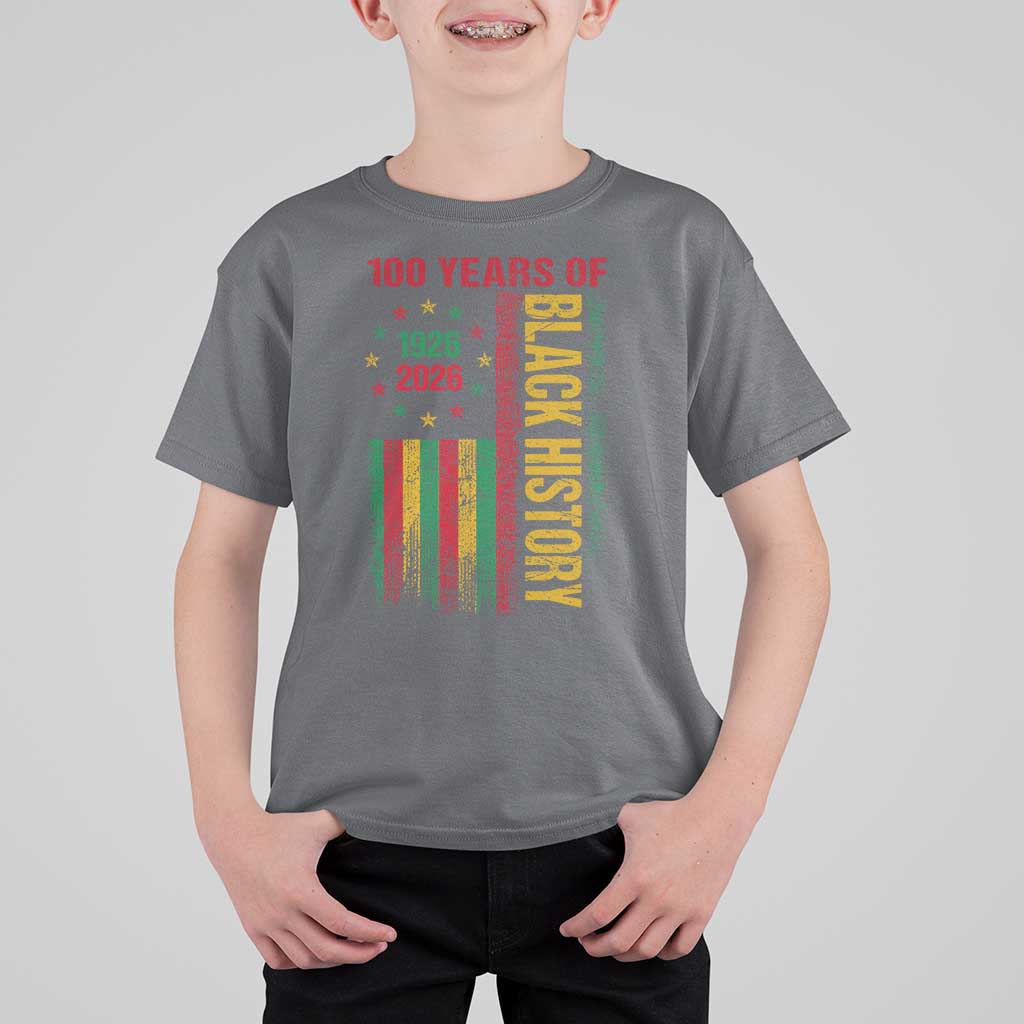 100 Years Of Black History T Shirt For Kid Centennial Milestone Vintage African American Flag