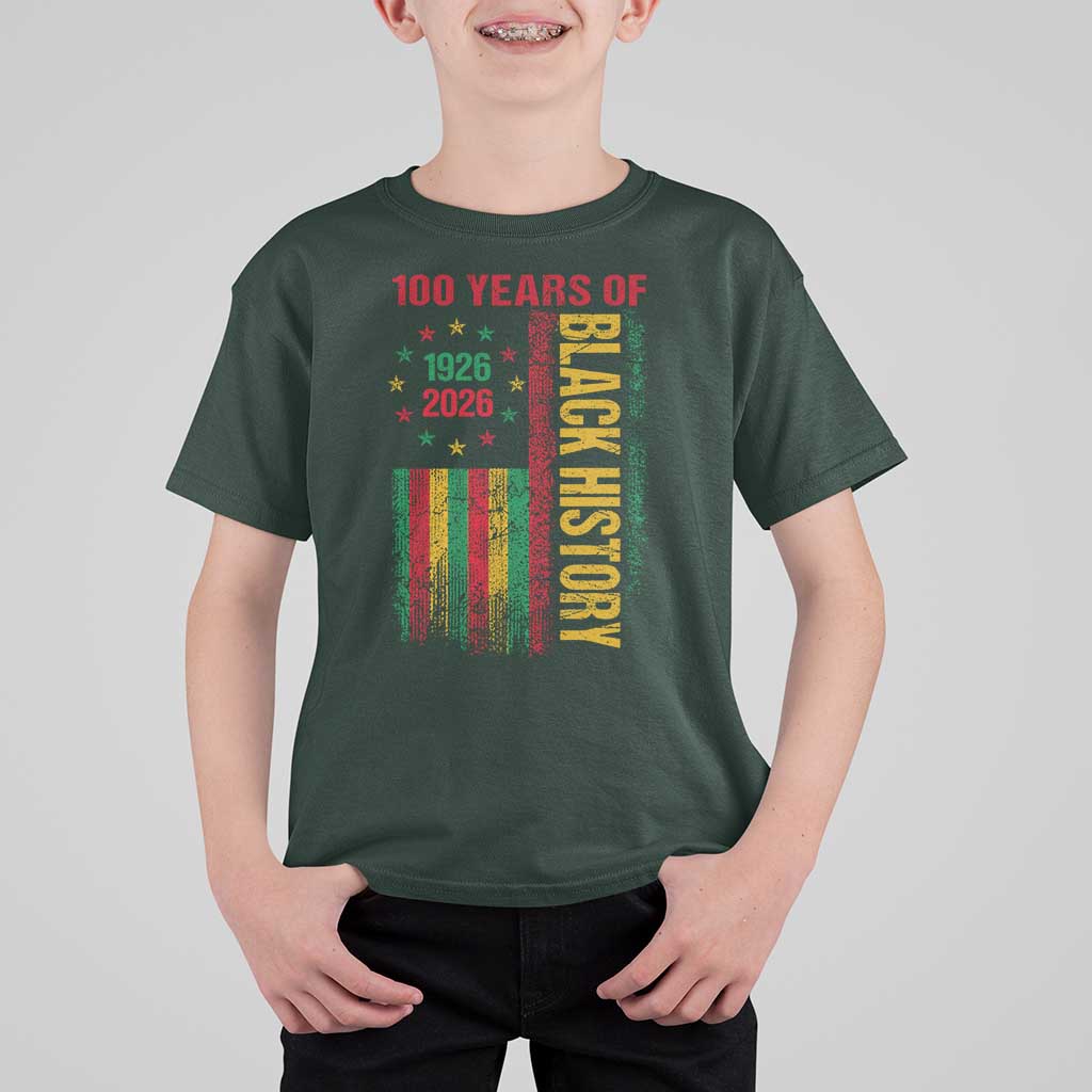 100 Years Of Black History T Shirt For Kid Centennial Milestone Vintage African American Flag