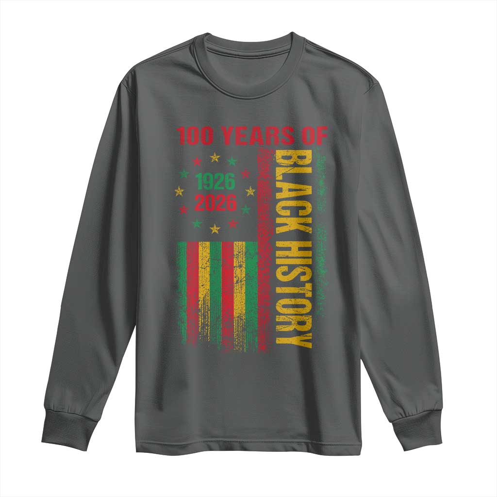 100 Years Of Black History Long Sleeve Shirt Centennial Milestone Vintage African American Flag