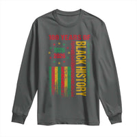 100 Years Of Black History Long Sleeve Shirt Centennial Milestone Vintage African American Flag