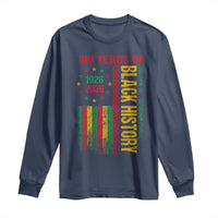 100 Years Of Black History Long Sleeve Shirt Centennial Milestone Vintage African American Flag
