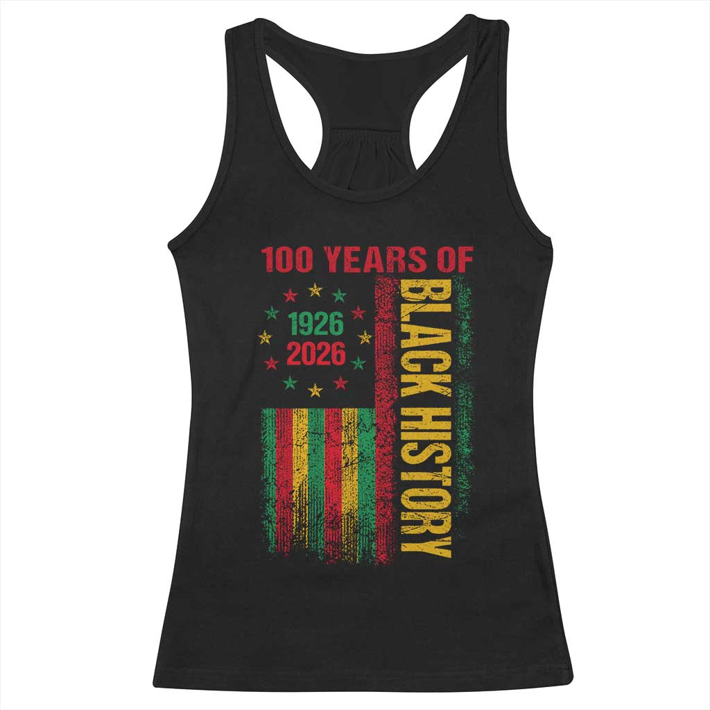 100 Years Of Black History Racerback Tank Top Centennial Milestone Vintage African American Flag