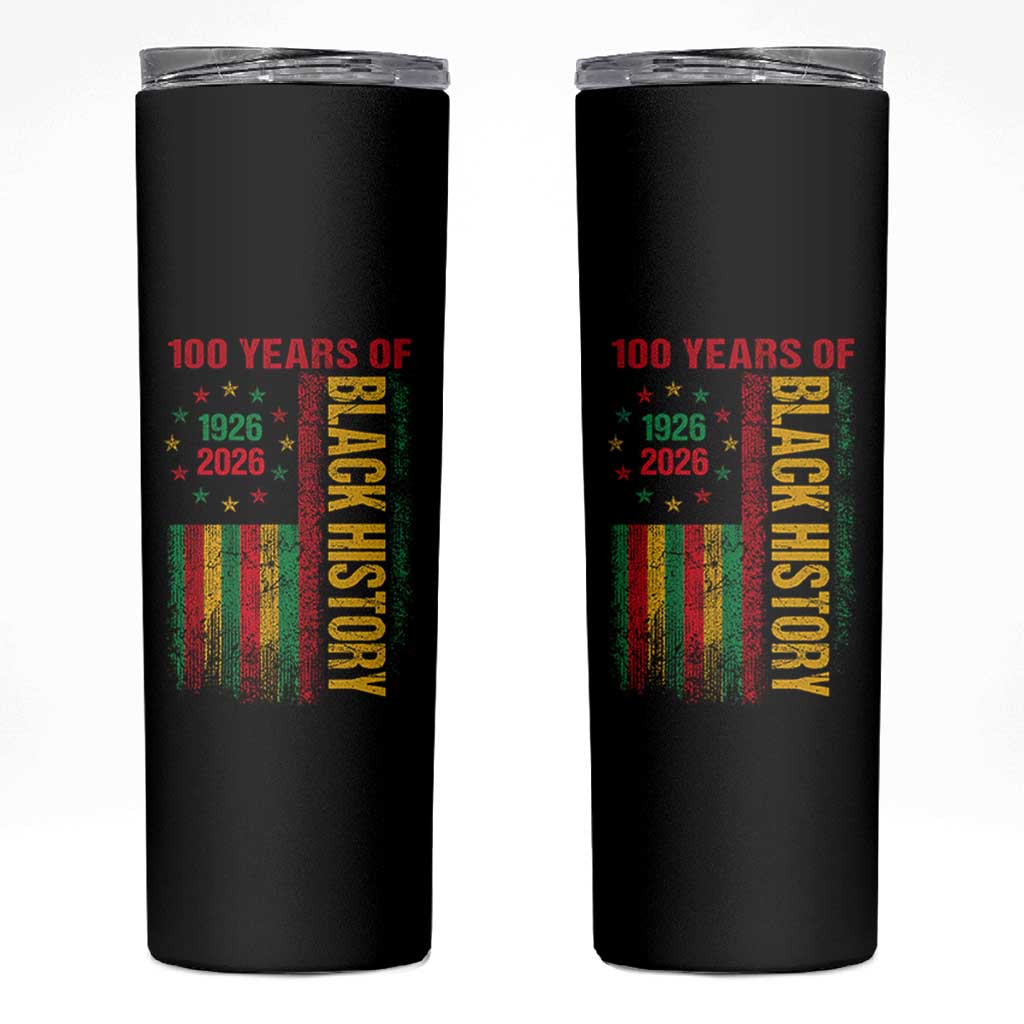 100 Years Of Black History Skinny Tumbler Centennial Milestone Vintage African American Flag