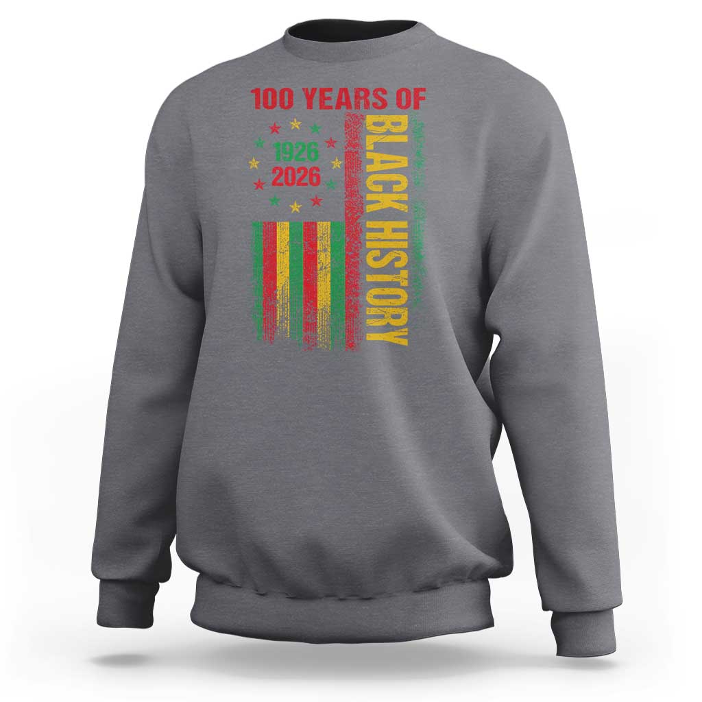 100 Years Of Black History Sweatshirt Centennial Milestone Vintage African American Flag