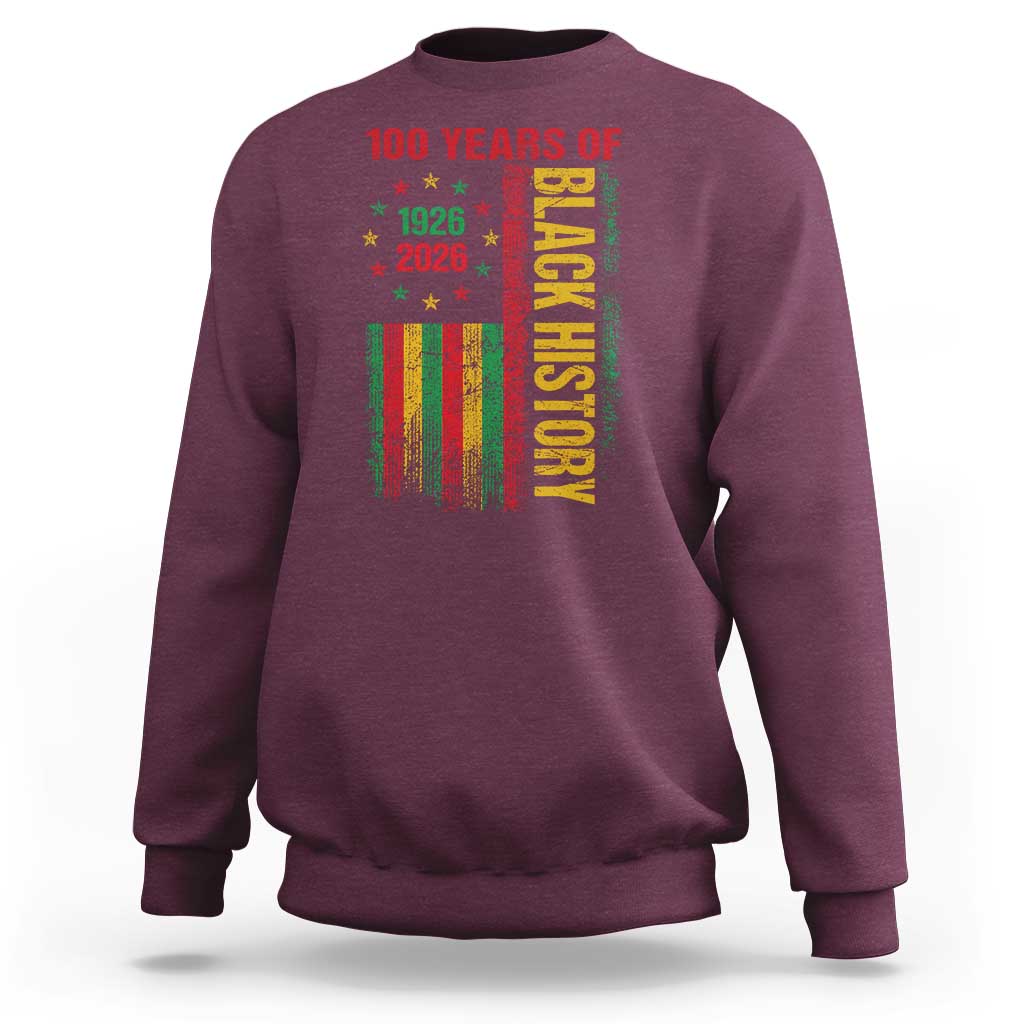 100 Years Of Black History Sweatshirt Centennial Milestone Vintage African American Flag