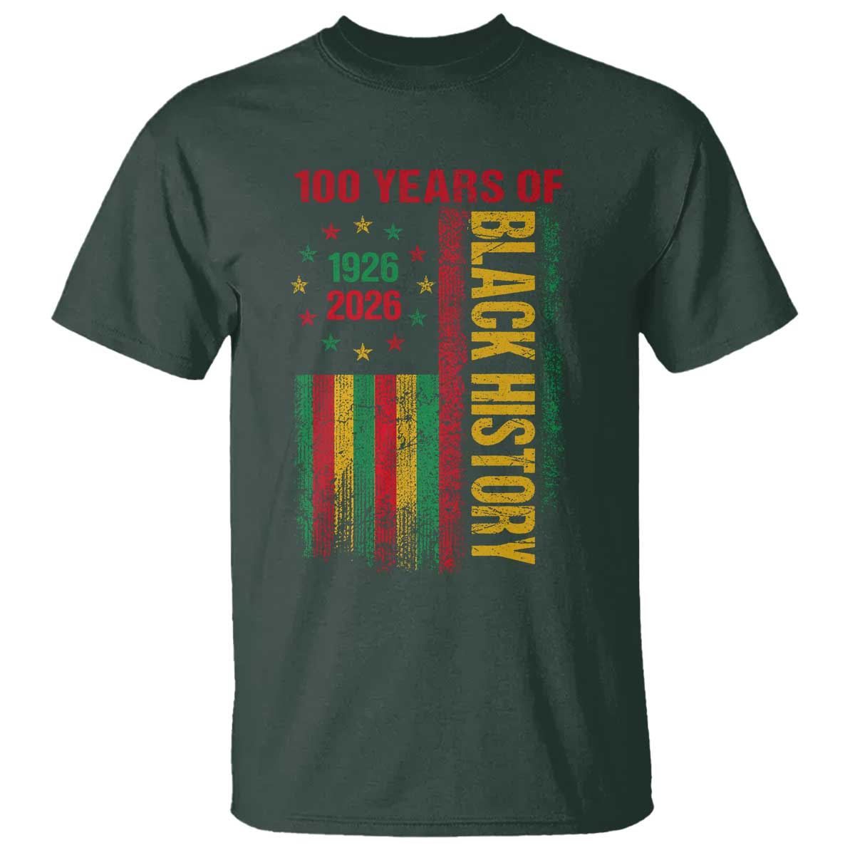 100 Years Of Black History T Shirt Centennial Milestone Vintage African American Flag