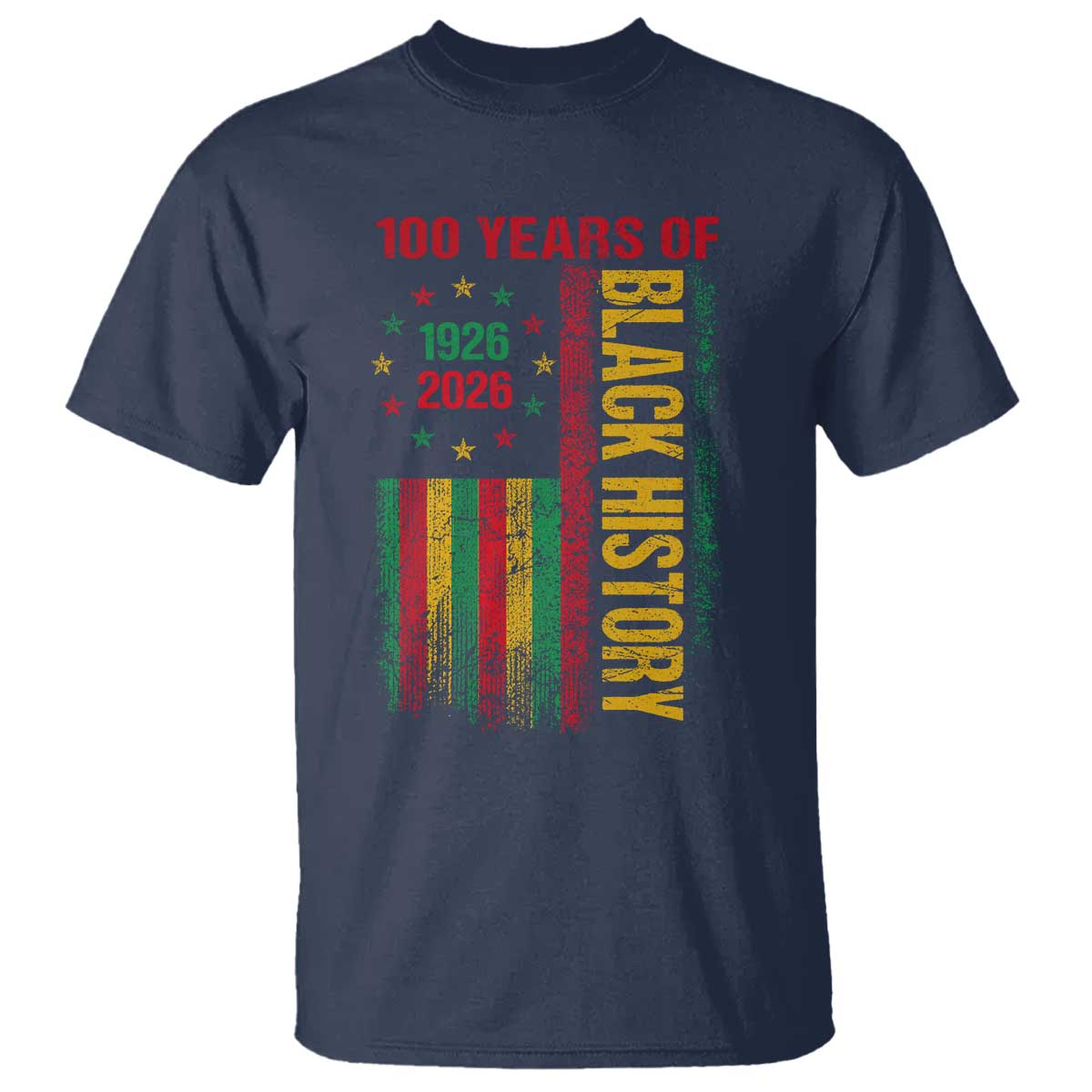 100 Years Of Black History T Shirt Centennial Milestone Vintage African American Flag