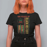 100 Years Of Black History T Shirt For Women Centennial Milestone Vintage African American Flag