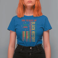 100 Years Of Black History T Shirt For Women Centennial Milestone Vintage African American Flag