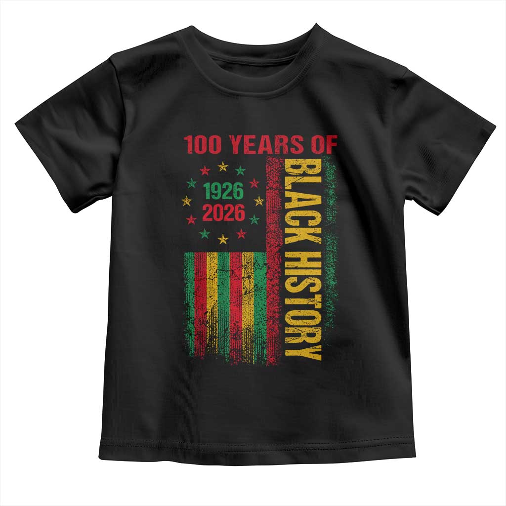100 Years Of Black History Toddler T Shirt Centennial Milestone Vintage African American Flag