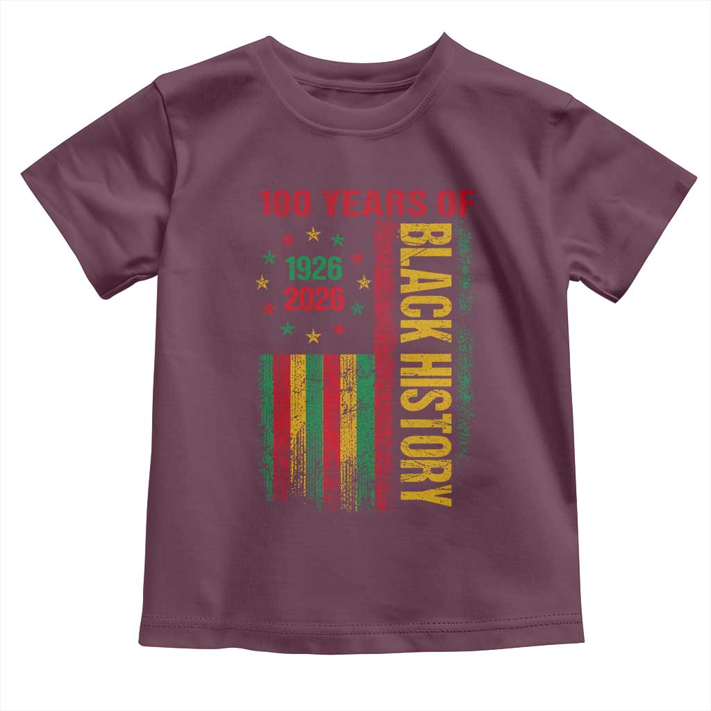 100 Years Of Black History Toddler T Shirt Centennial Milestone Vintage African American Flag