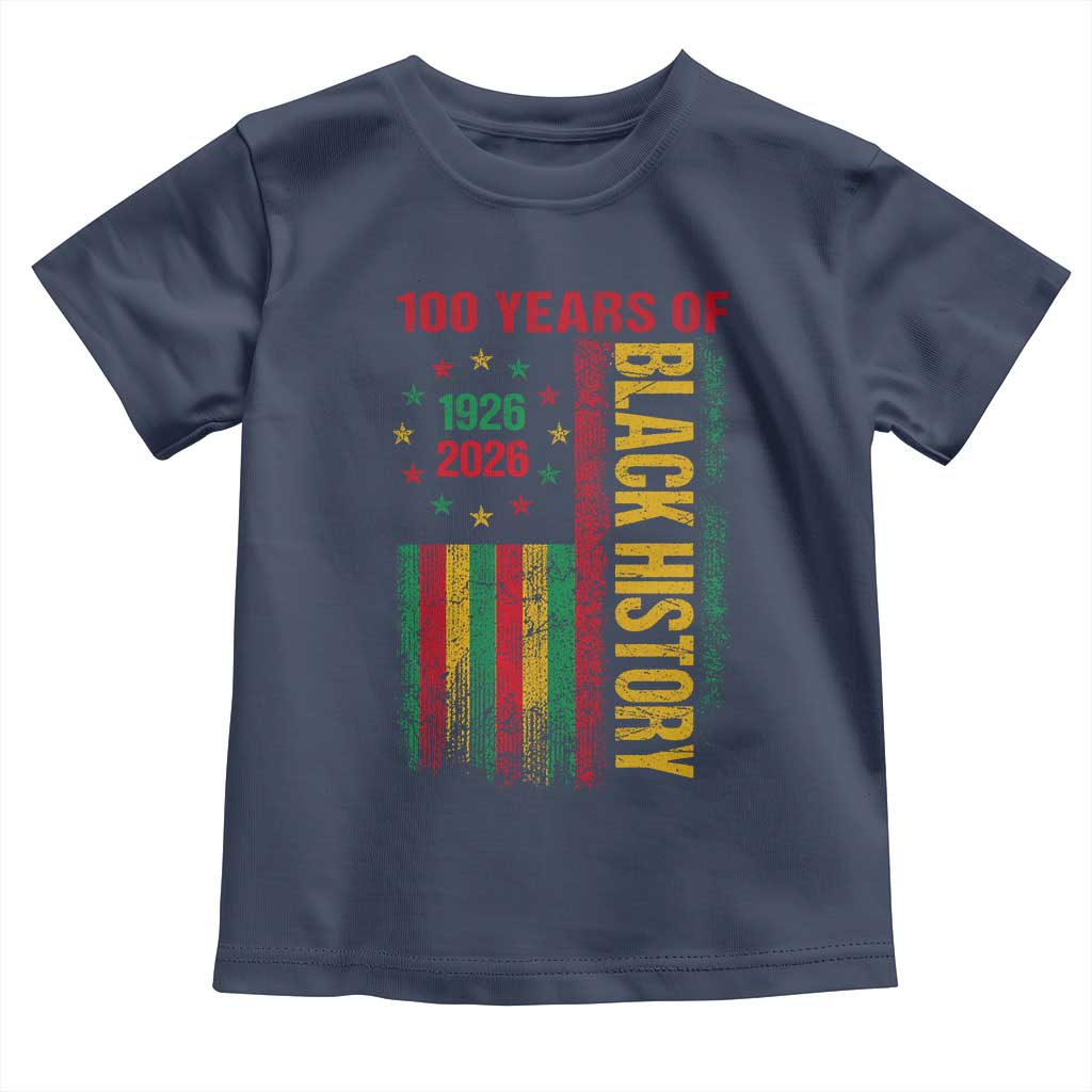 100 Years Of Black History Toddler T Shirt Centennial Milestone Vintage African American Flag