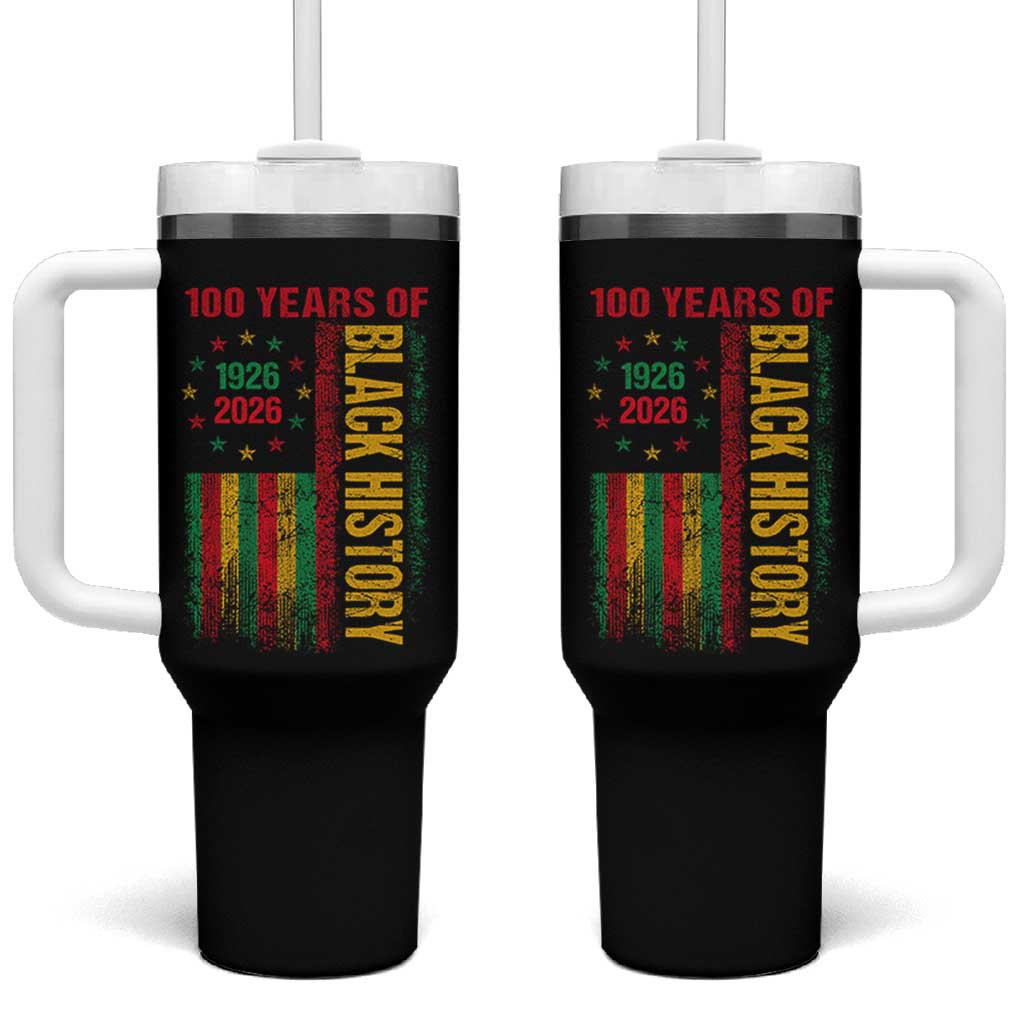 100 Years Of Black History Tumbler With Handle Centennial Milestone Vintage African American Flag