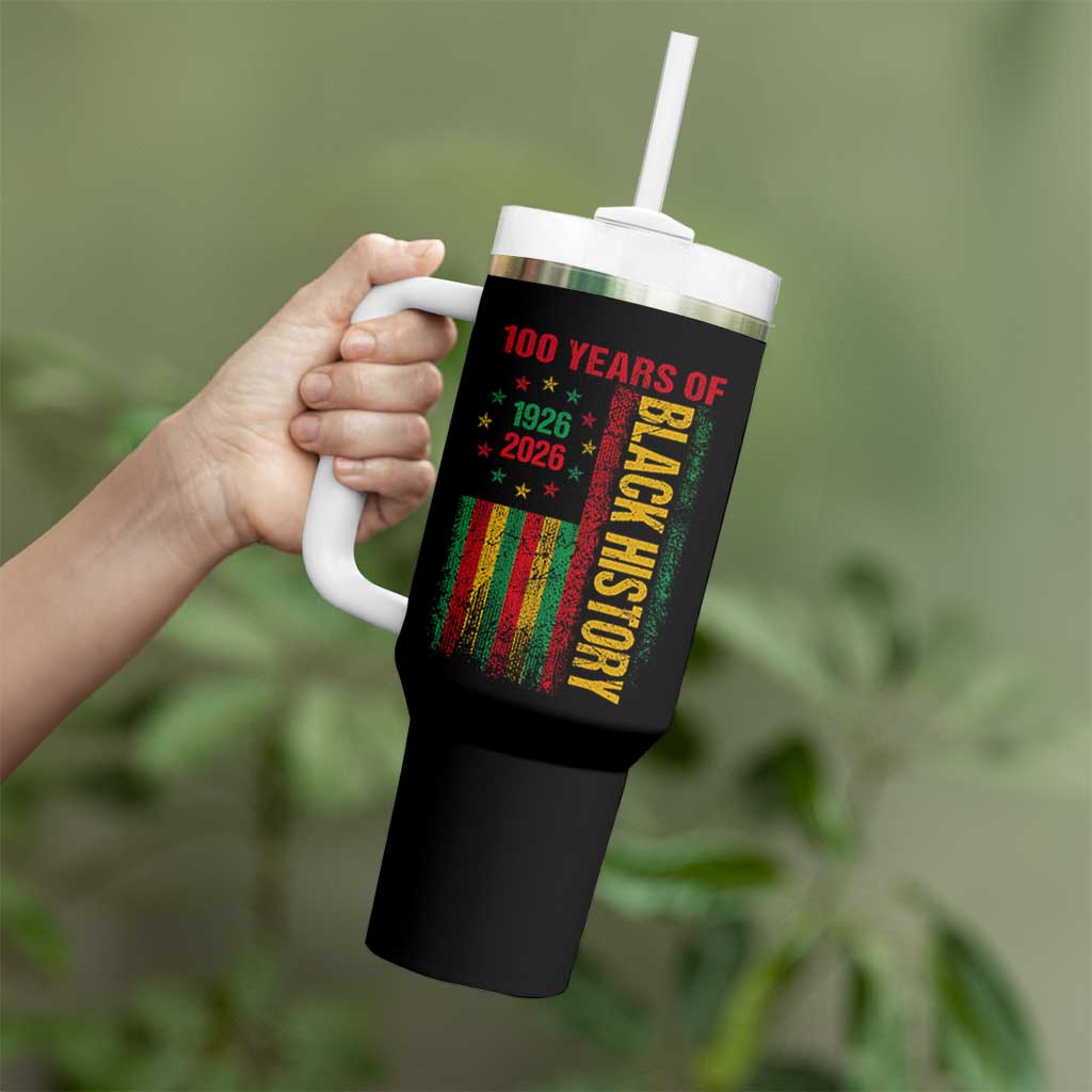 100 Years Of Black History Tumbler With Handle Centennial Milestone Vintage African American Flag
