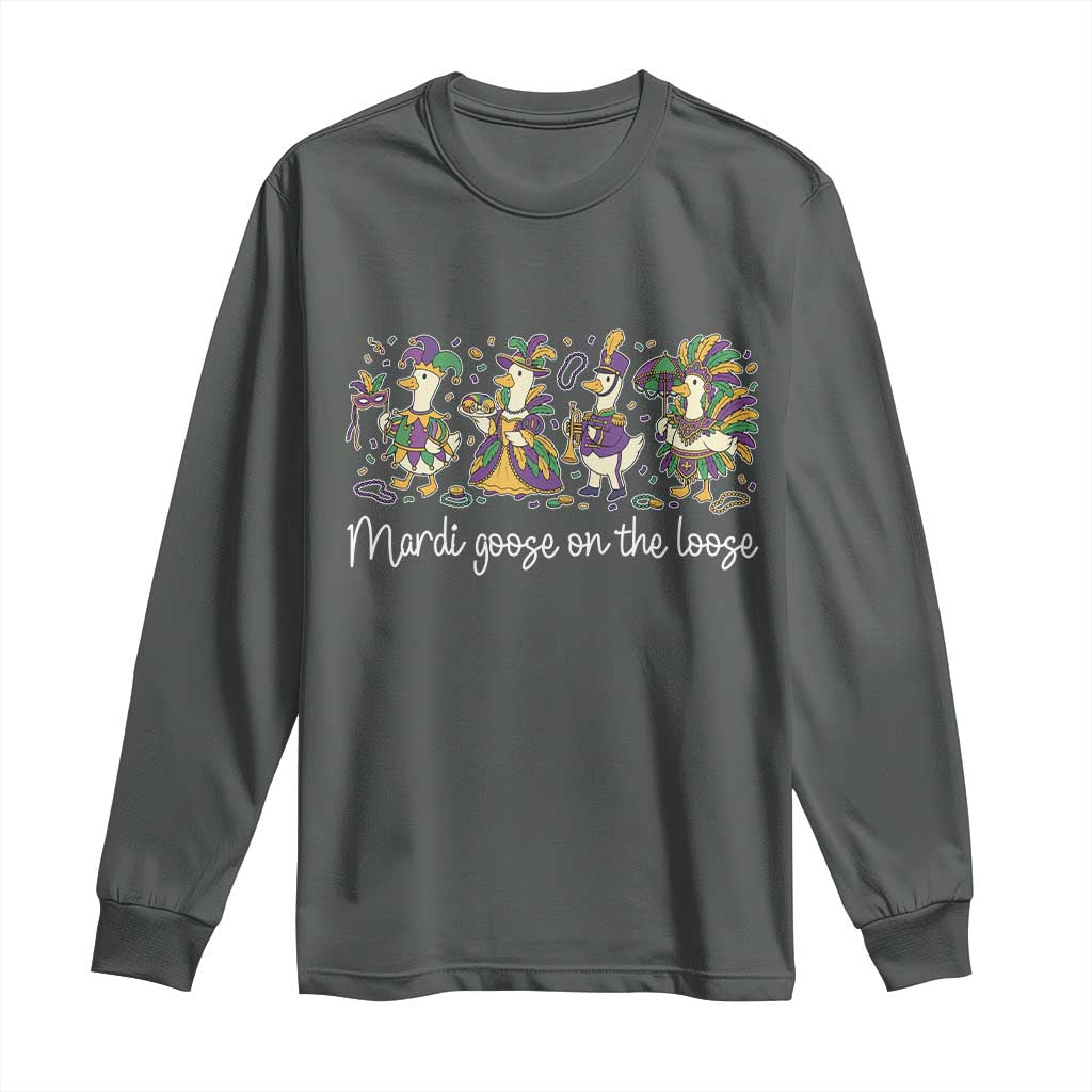 Goose Mardi Gras Long Sleeve Shirt Funny Mardi Goose On The Loose New Orleans Carnival