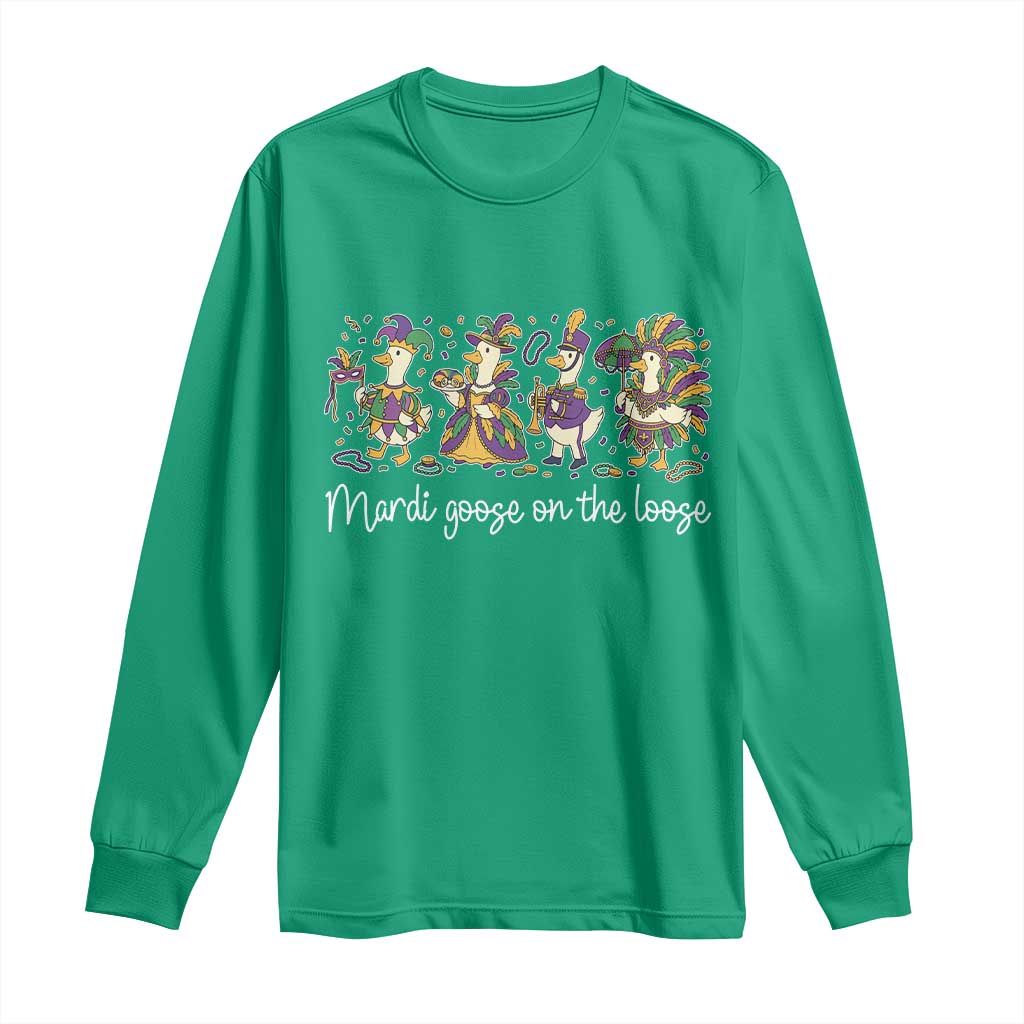 Goose Mardi Gras Long Sleeve Shirt Funny Mardi Goose On The Loose New Orleans Carnival