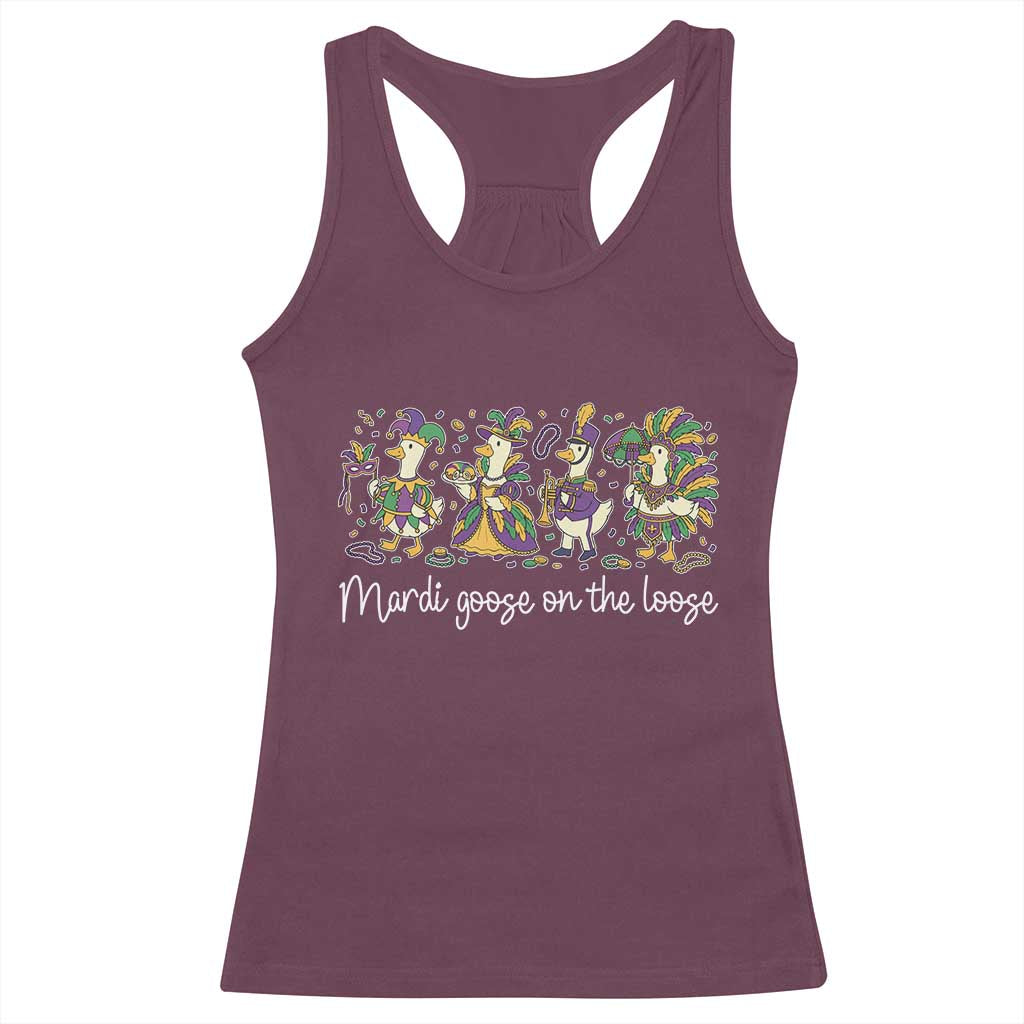 Goose Mardi Gras Racerback Tank Top Funny Mardi Goose On The Loose New Orleans Carnival