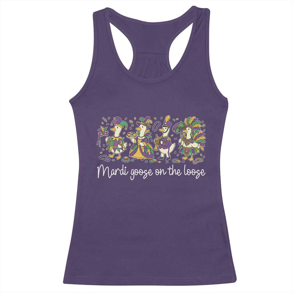 Goose Mardi Gras Racerback Tank Top Funny Mardi Goose On The Loose New Orleans Carnival