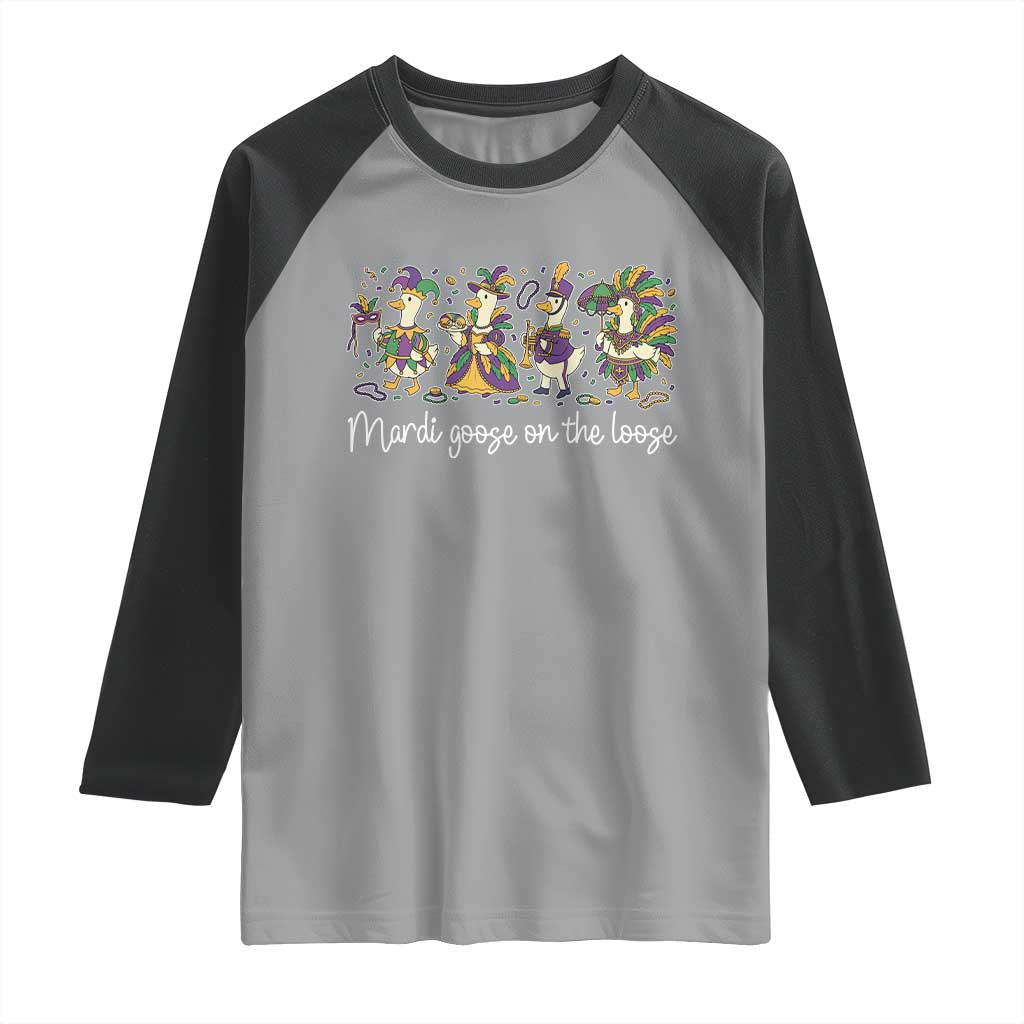 Goose Mardi Gras Raglan Shirt Funny Mardi Goose On The Loose New Orleans Carnival
